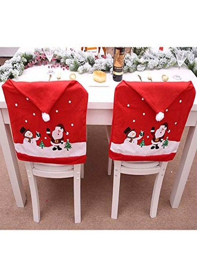 DCQRY Christmas Chair Back Covers Set of 6, Santa Claus Red Hat Chair Covers, Christmas Chair Slipcovers for Xmas Restaurant Dinner Table Holiday Party Décor - Image 2